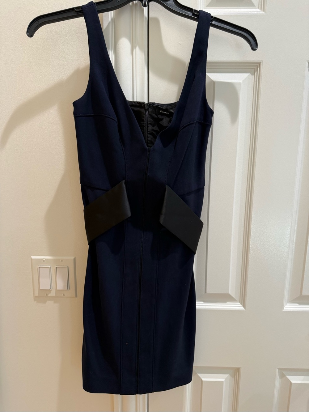 Proenza Schouler Navy and Black Structured Peplum Sheath Dress - Mini